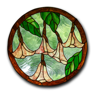 Stained glass peach lilies