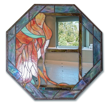 Stained glass bathing woman