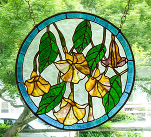stained glass yellow flowers