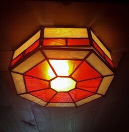 Red Leaded glass ceiling light