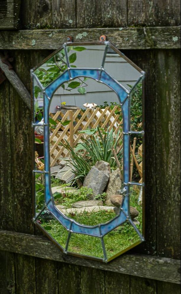 Stained glass mirror for outside